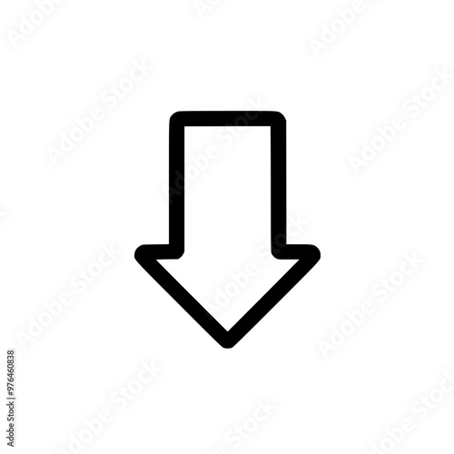 Black arrow pointing downward on a white background.