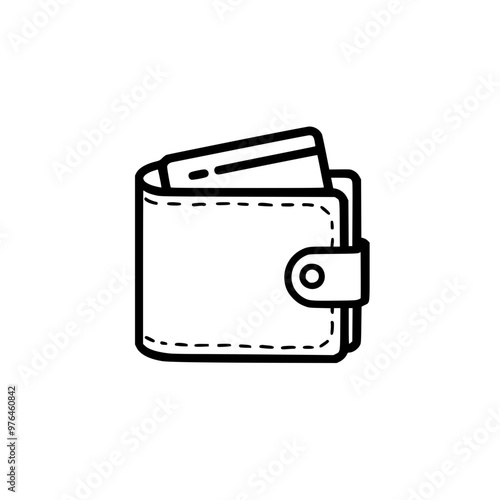 Simple line drawing of a wallet with a card, representing finance and personal belongings.