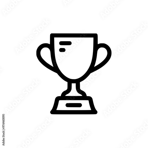 Black and white icon of a trophy with handles and a base symbolizing victory and achievement.