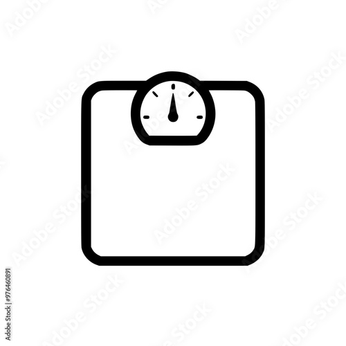 Black and white illustration of a bathroom scale symbolizing weight measurement.