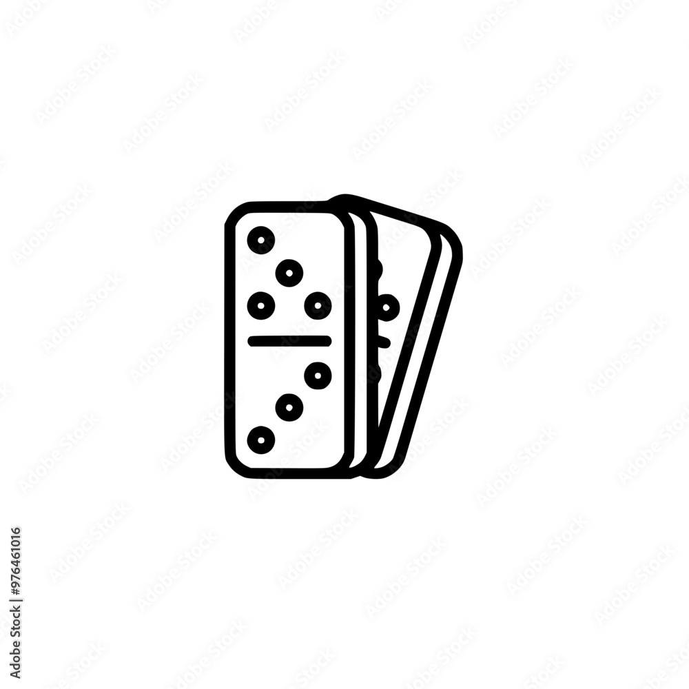 Black and white illustration of two domino tiles stacked slightly apart. Black and white illustration of two domino tiles stacked slightly apart.