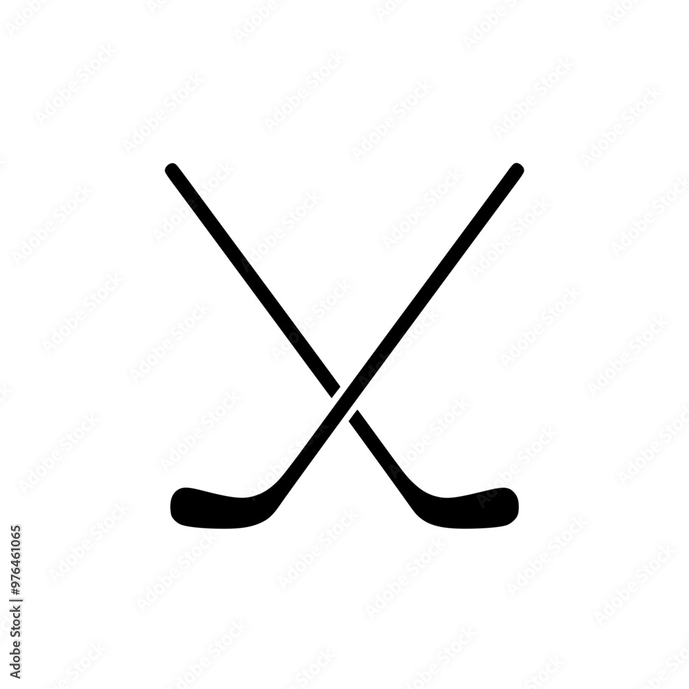 Silhouette of crossed hockey sticks on a white background. Silhouette of crossed hockey sticks on a white background.
