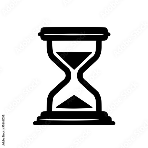 Black and white hourglass icon symbolizing the passage of time and urgency.