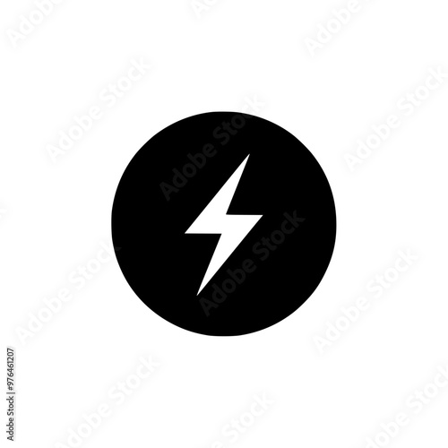 Free Download Black lightning bolt icon in a circular shape on a white background. - GFXLoad