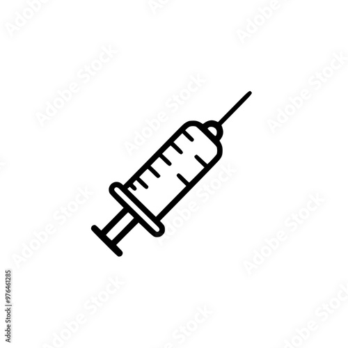 Minimalist black and white syringe icon with a needle.