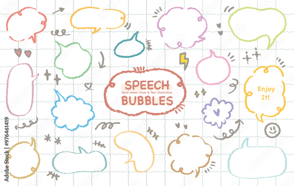 Cute Memo collection.Set of blank colorful speech bubble in flat design for short message. Chat balloon in hand drawn style.Cute vector illustration Sticker for chat symbol, talk dialog word text box Cute Memo collection.Set of blank colorful speech bubble in flat design for short message. Chat balloon in hand drawn style.Cute vector illustration Sticker for chat symbol, talk dialog word text box