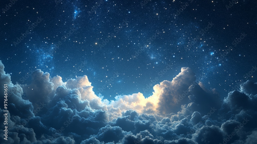 Fototapeta premium Ethereal Night Sky with Stars and Dramatic Clouds, AI Generated Celestial Scene