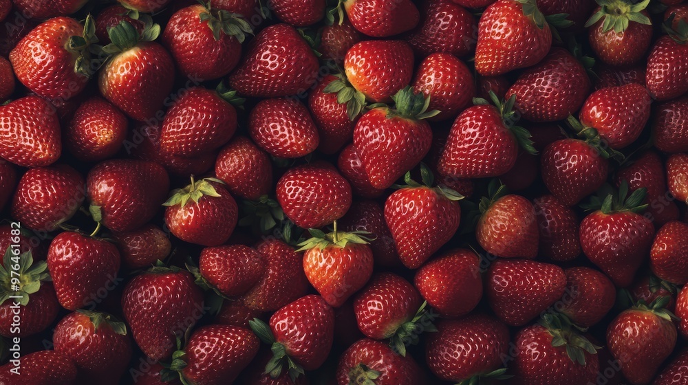 A vibrant display of freshly harvested strawberries, showcasing their rich red color and green stems. Perfect for food, markets, and healthy lifestyle imagery. A vibrant display of freshly harvested strawberries, showcasing their rich red color and green stems. Perfect for food, markets, and healthy lifestyle imagery.