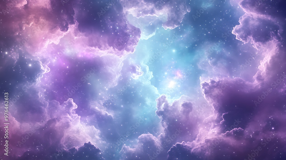A Starry Night Sky with Purple and Blue Clouds A Starry Night Sky with Purple and Blue Clouds