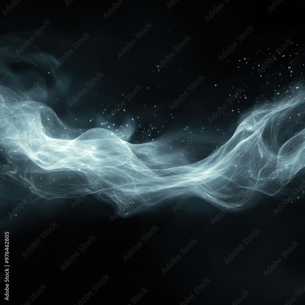 Abstract Ethereal Smoke and Light Particles on Dark Background - Mystical and Dreamlike Atmosphere Abstract Ethereal Smoke and Light Particles on Dark Background - Mystical and Dreamlike Atmosphere