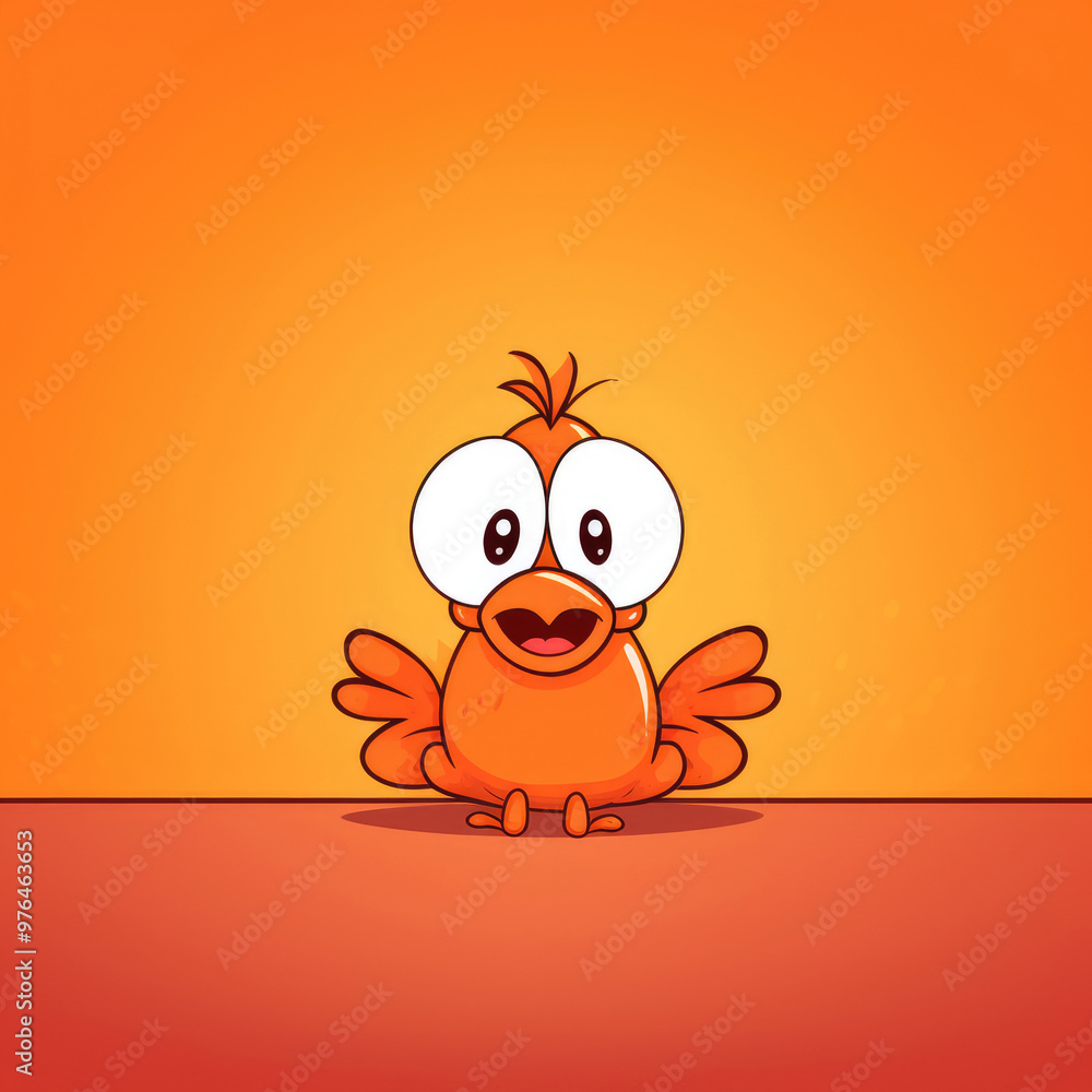 Cute Cartoon Thanksgiving Turkey on a Orange Background with Space for Copy Cute Cartoon Thanksgiving Turkey on a Orange Background with Space for Copy
