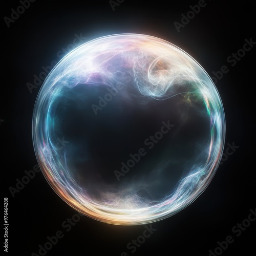 Abstract Glowing Sphere with Ethereal Light Effects on Dark Background - Futuristic and Mystical Digital Art