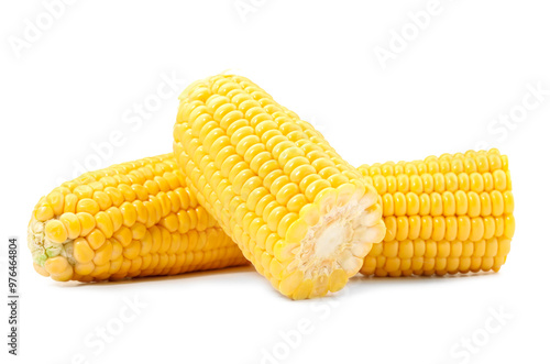 Pieces of fresh corncob isolated on white