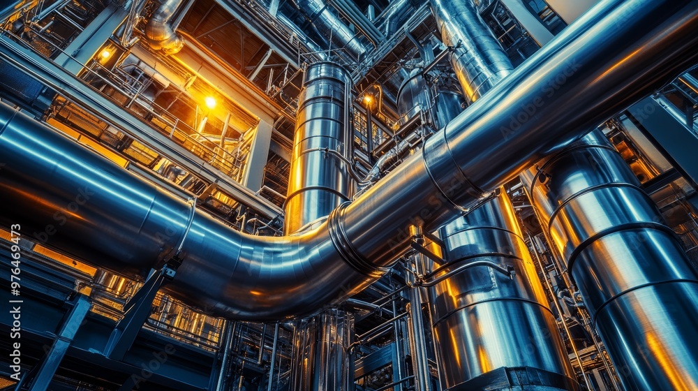 Stainless steel pipes and tanks high-tech industrial fluid processing system Stainless steel pipes and tanks high-tech industrial fluid processing system