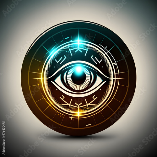 Futuristisches Auge-Symbol in leuchtendem Cyber-Design - Ai-Ki generiert photo