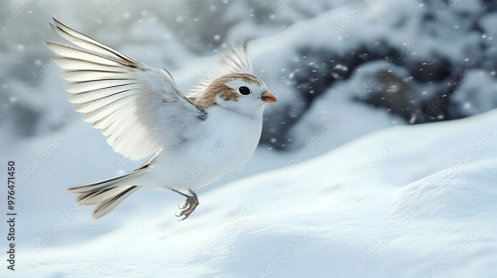 A delicate bird soaring gracefully through a snowy landscape, capturing the beauty of winter in nature. A delicate bird soaring gracefully through a snowy landscape, capturing the beauty of winter in nature.