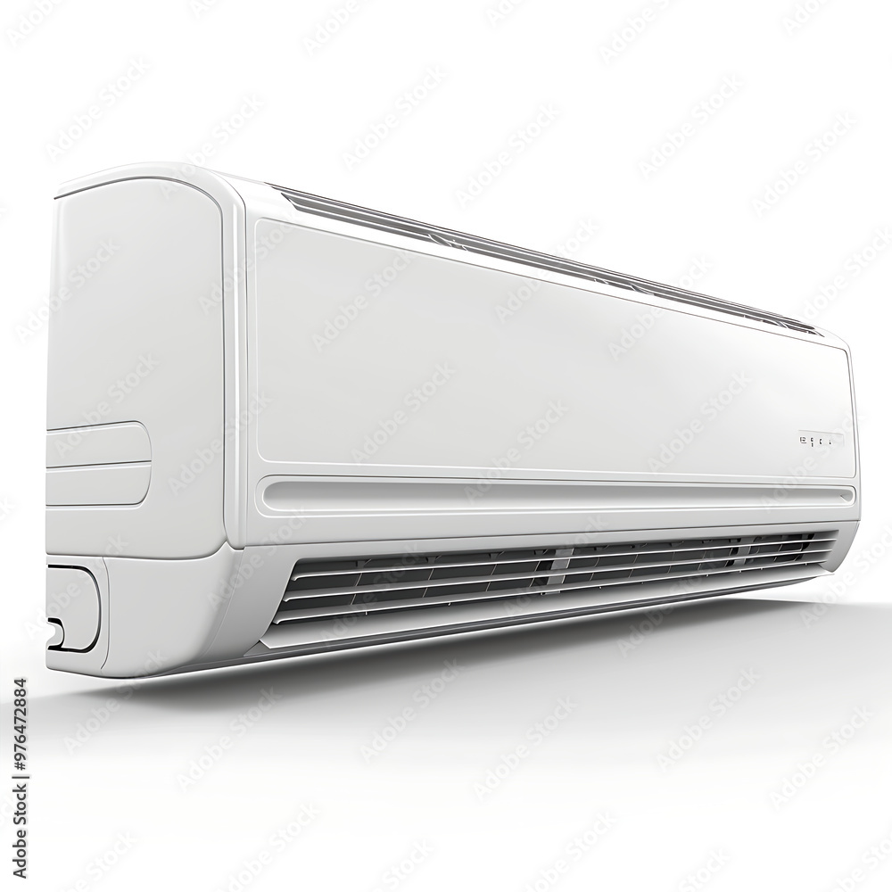 Air conditioner on a white wall. 3d render illustration. Air conditioner on a white wall. 3d render illustration.