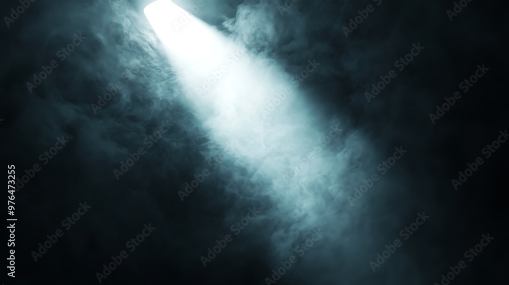 A Single Spotlight Illuminating a Smoky, Dark Environment A Single Spotlight Illuminating a Smoky, Dark Environment