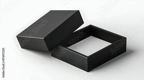 A minimalist black gift box, open and empty, showcasing its sleek design and modern aesthetic for packaging solutions.