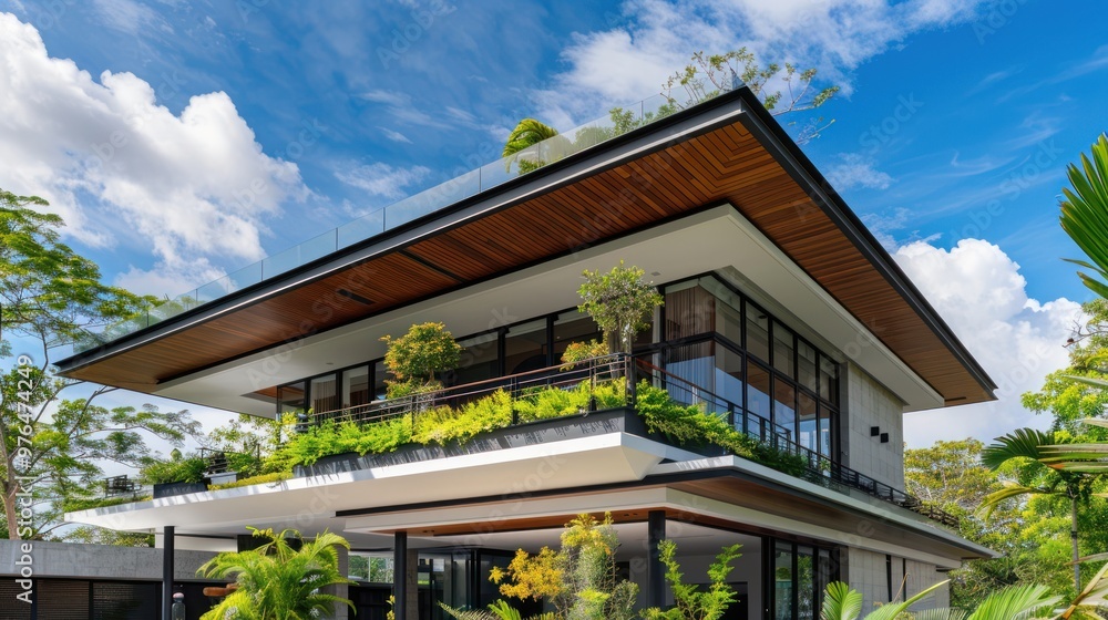 Obraz premium Modern House with Green Roof