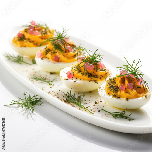 Delicious Deviled Eggs on a White Background