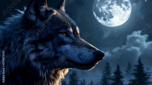 wolf howling at night