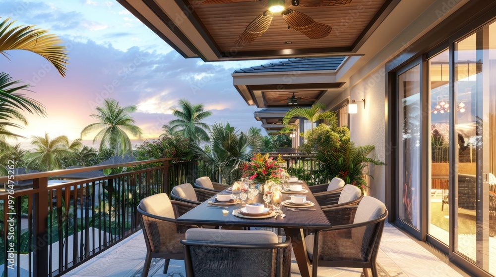 Fototapeta premium Sunset Patio Dining
