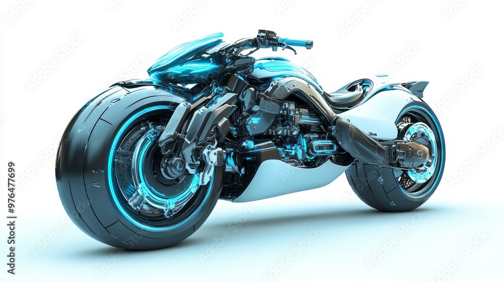 3D illustration of futuristic motorbike isolated on white background 3D illustration of futuristic motorbike isolated on white background