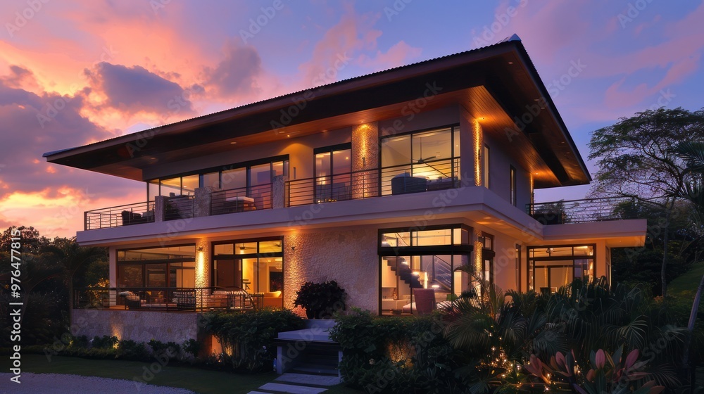Luxury Modern Home at Dusk