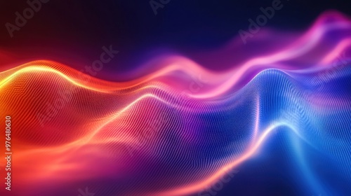 An abstract wave of light in spectrum colors, undulating across the screen