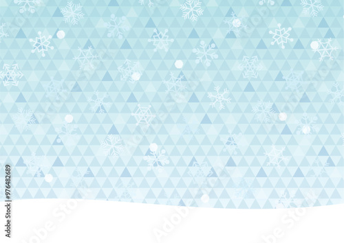 冬用の背景用ベクターイラスト（ウロコ文様と雪の結晶）（コピースペース付）