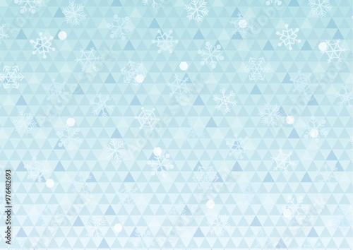 冬用の背景用ベクターイラスト（ウロコ文様と雪の結晶）