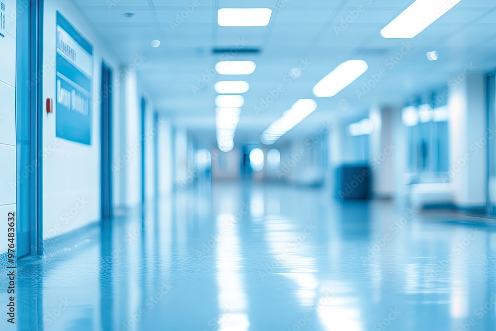 Obraz premium Abstract blur hospital clinic medical interior background stock photo Office, Backgrounds, Medical Clinic, Defocused, Hospital , ai