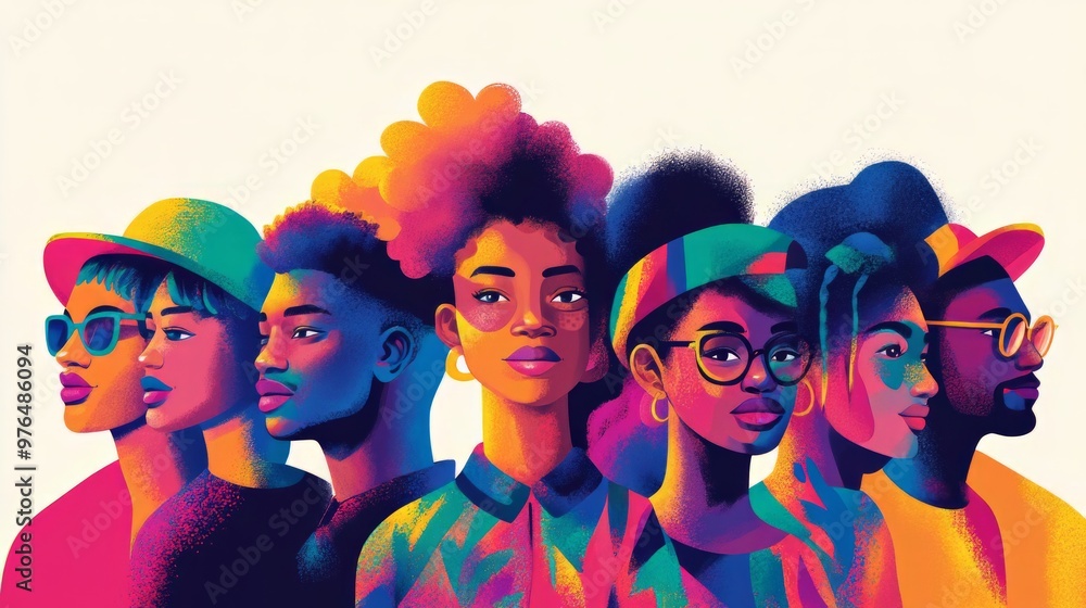 Fototapeta premium Inclusivity, Celebrate diversity in all forms cultural, racial, and body types continue to perform strongly. Featuring multi ethnic groups, and LGBTQ+ communities.
