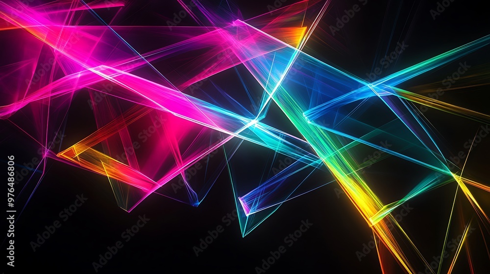 Abstract Colorful Geometric Shapes with Glowing Lines Abstract Colorful Geometric Shapes with Glowing Lines
