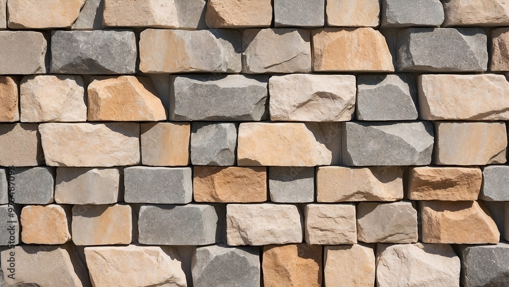close-up view of a stone wall. The wall is composed of irregularly shaped stones of varying sizes, fitted together in a mosaic-like pattern close-up view of a stone wall. The wall is composed of irregularly shaped stones of varying sizes, fitted together in a mosaic-like pattern