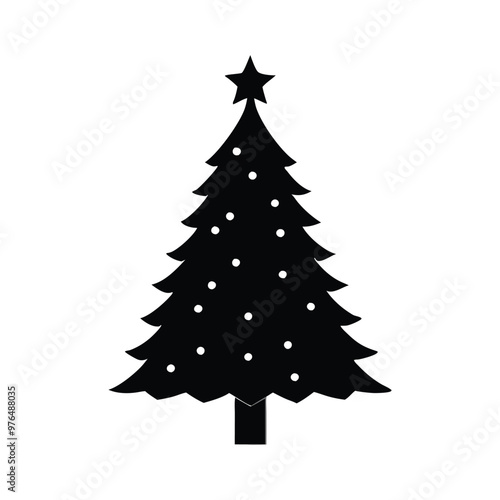 Christmas tree silhouette vector on white background