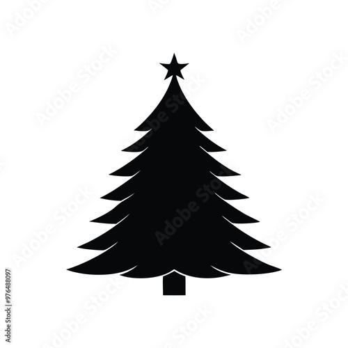 Christmas tree silhouette vector on white background