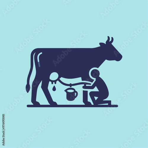 illustration of a person milking a cow