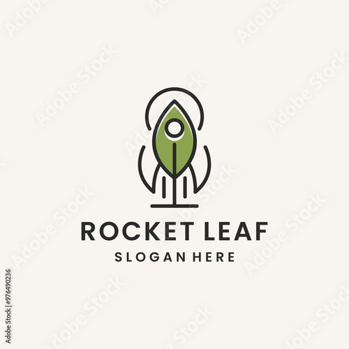 Vector leaf and rocket logo combination.