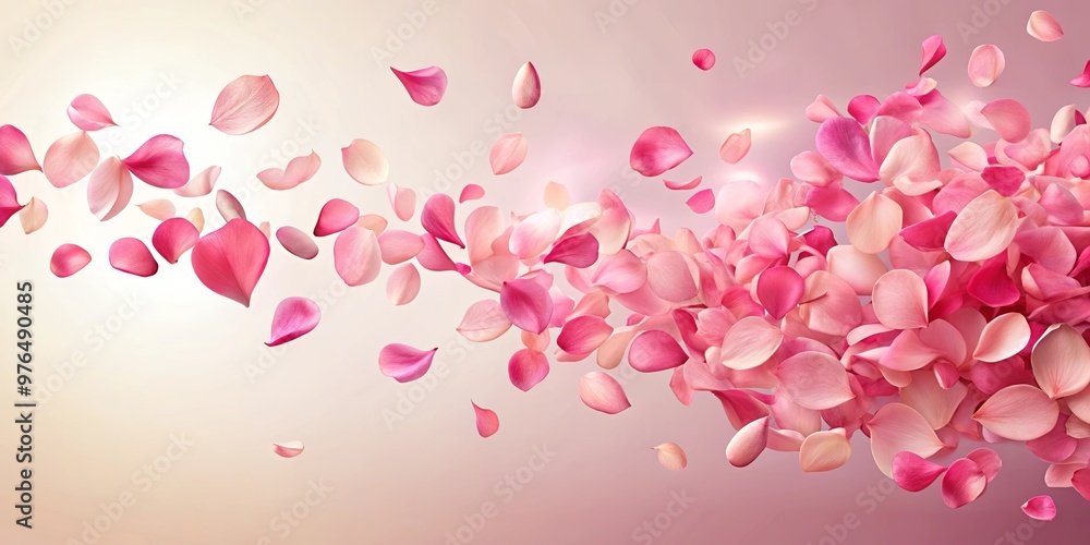Flying pink petals isolated on background for a delicate and romantic design Flying pink petals isolated on background for a delicate and romantic design
