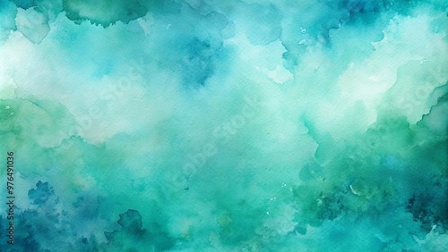 Abstract watercolor background in shades of teal and green, perfect for artistic designs