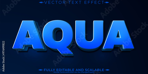 Aqua editable text effect, editable water and blue text style