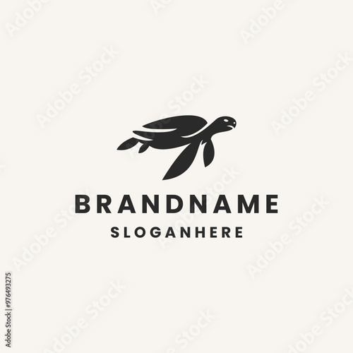 Turtle Icon Logo Flat Graphic Design .