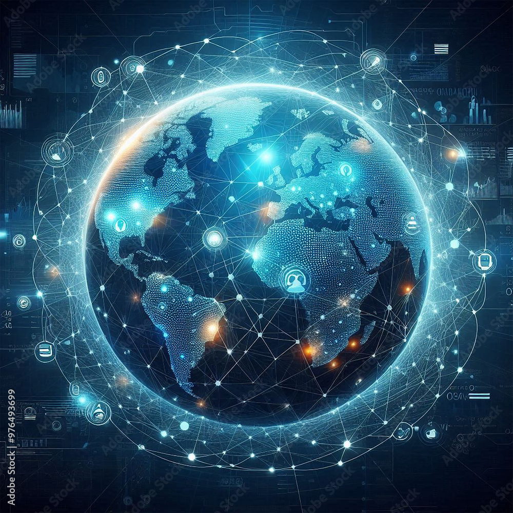 Fototapeta premium earth in space World network future planet science world map globe social graphic earth technology blue technology