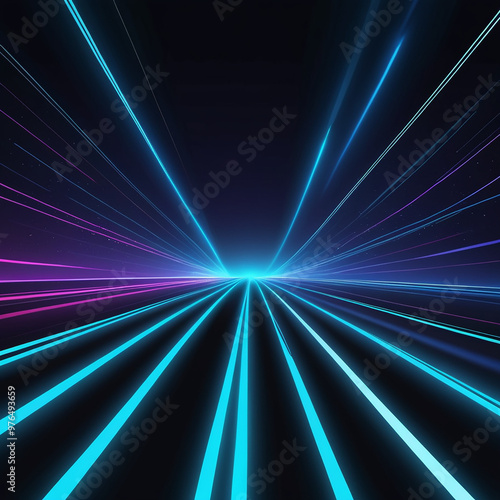 abstract background Neon lines glowing in 3D dynamic speed glowing on dark canvas Wallpaper