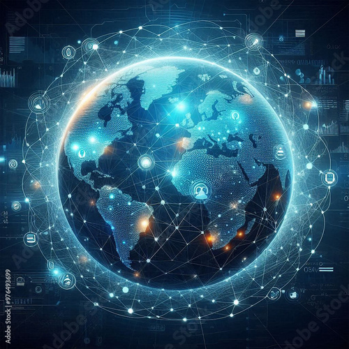 earth in space World network future planet science world map globe social graphic earth technology blue technology