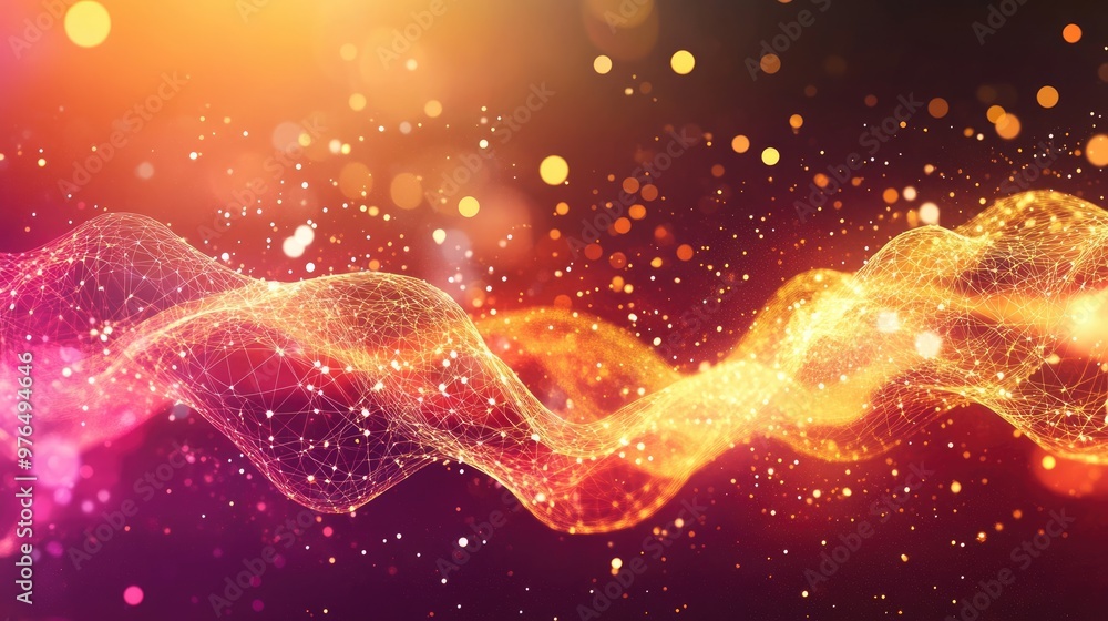 Abstract digital background with glowing waves and connections, an AI technology concept, The composition is a complex network of light lines and dots ,generative ai Abstract digital background with glowing waves and connections, an AI technology concept, The composition is a complex network of light lines and dots ,generative ai