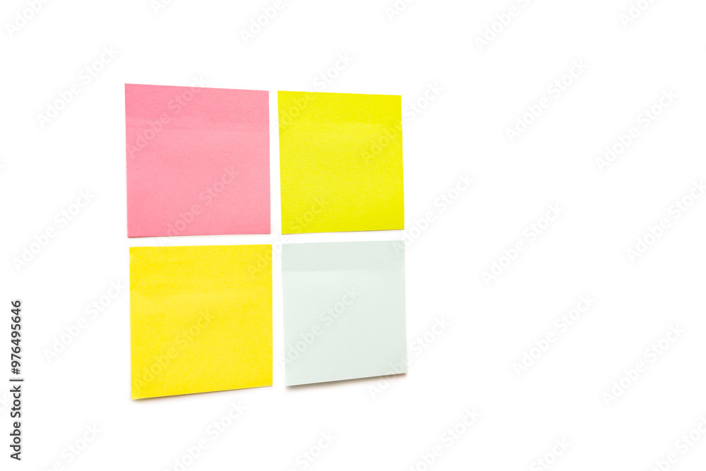 Blank colorful sticky note isolated on white background. Copy space. Blank colorful sticky note isolated on white background. Copy space.