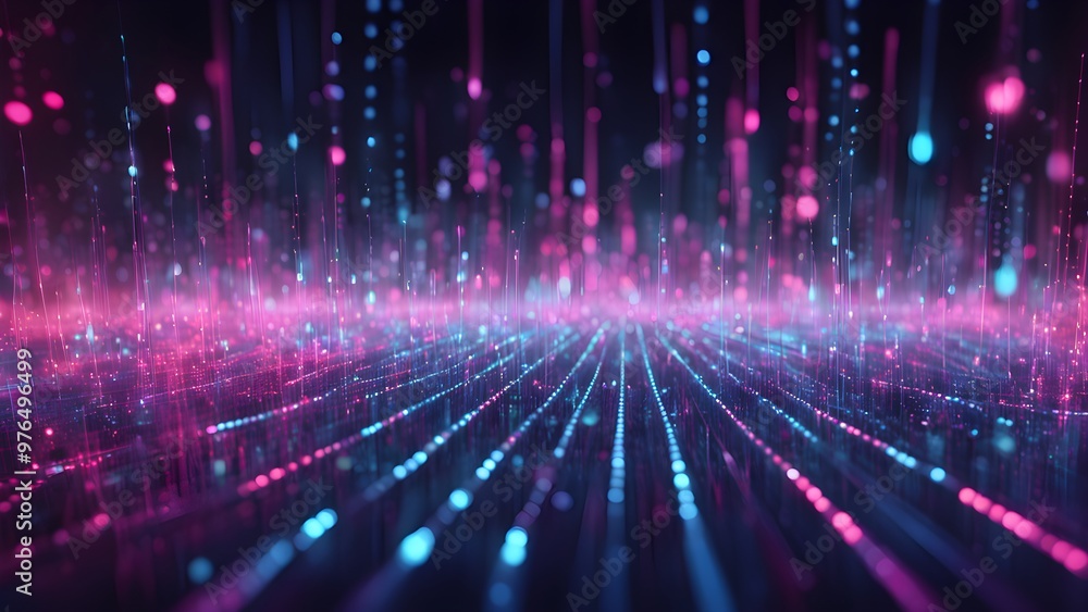 Abstract digital background with pink and blue glowing lines and dots. Abstract digital background with pink and blue glowing lines and dots.